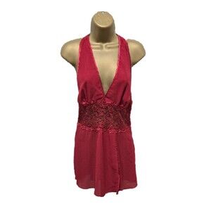 Bay Studio Babydoll Red Chemise Med Backless Coquette Siren Pin Up Boudoir Sexy